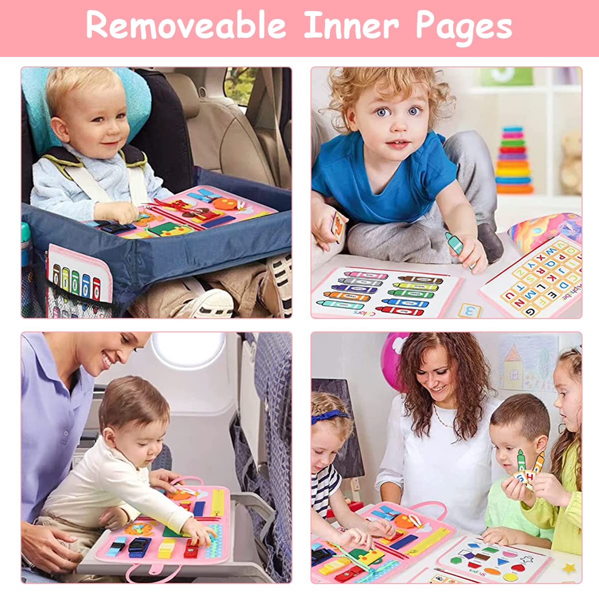 PATPAT Busy Board For Toddlers 1-3|Upgrade Montessori Toys For Toddlers Develop Basic Skillsfor All In 1 Educational Toys For 1 to 4 Year Kids|Activity Toy|Travel Learning Toys Gifts For Kids|Pink PATPAT Busy Board For Toddlers 1-3|Upgrade Montessori Toys For Toddlers Develop Basic Skillsfor All In 1 Educational Toys For 1 to 4 Year Kids|Activity Toy|Travel Learning Toys Gifts For Kids|Pink